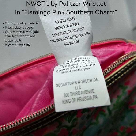 NEW Lilly Pulitzer Pink Flamingo Southern Charm Bag - Picture 5 of 11